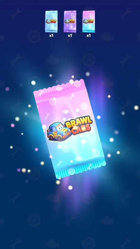 A Brawl Cars card pack glowing as it opens